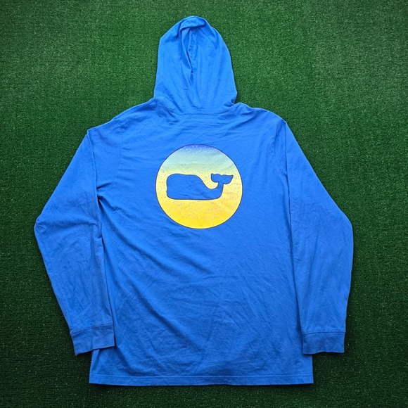 Vineyard Vines Hoodie Tshirt Mens Large Blue Pullover Graphic Whale Logo Casual - Picture 12 of 14